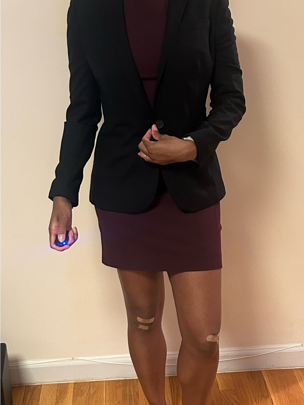 J. Crew Black Blazer with Burgundy Dress